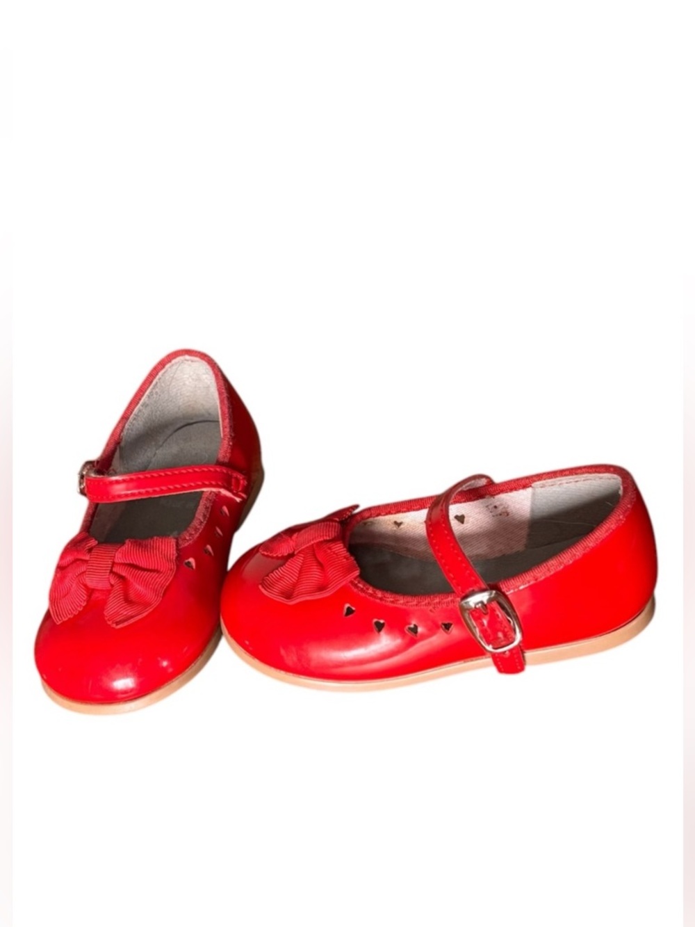 90s Vintage Small Steps Patent Leather Ruby Red Mary Janes Size 4